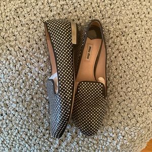 BRAND NEW SWAROVSKI CRYSTAL BLACK MIU MIU LOAFERS
